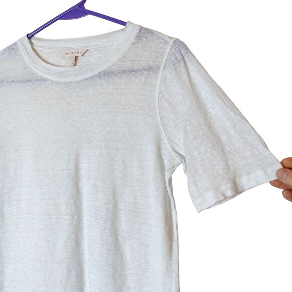 Rebecca Taylor Gauzy Linen Relaxed Short Sleeve T Shirt XS Quiet Luxury Minimal - Picture 4 of 10